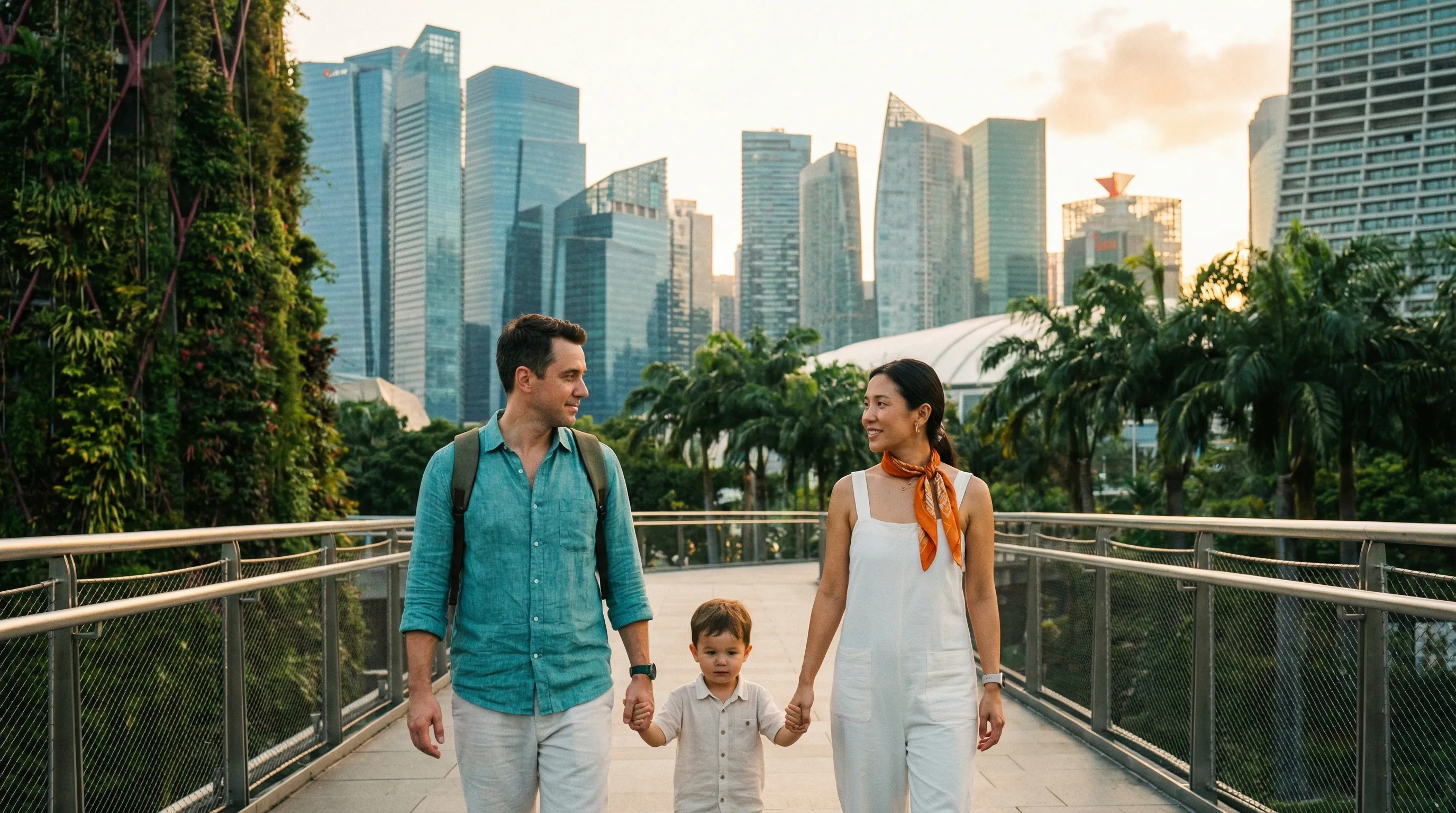 Famille expatriée heureuse à Singapour